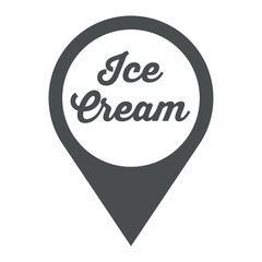 Icono plano localizacion texto Ice Cream gris