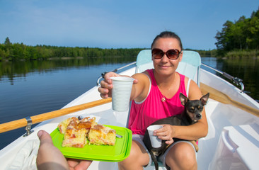 Coffee and cake time under boat trip