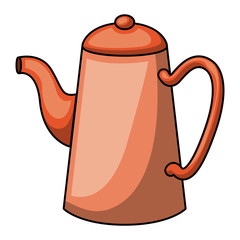 Coffee kettle cartoon icon. Drink menu and breakfast theme. Isolated design. Vector illustration