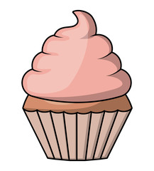 Muffin or cupcake cartoon icon. Food menu and dessert theme. Isolated design. Vector illustration