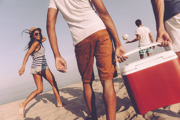 Friends on the beach. 