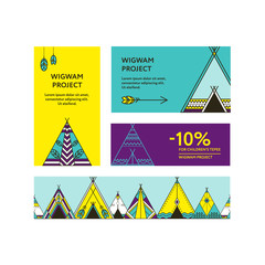 Business cards and promotional flyers with wigwams © dimethylorange