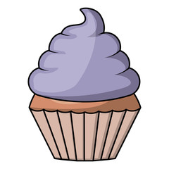 Muffin or cupcake cartoon icon. Food menu and dessert theme. Isolated design. Vector illustration