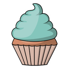 Muffin or cupcake cartoon icon. Food menu and dessert theme. Isolated design. Vector illustration