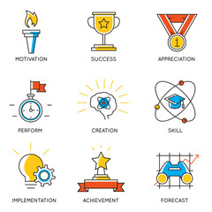 Vector set of icons related to career progress and business management. Infographics design elements - part 1