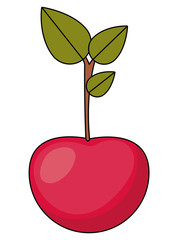 Cherry fruit icon. Organic and healthy food theme. Isolated design. Vector illustration