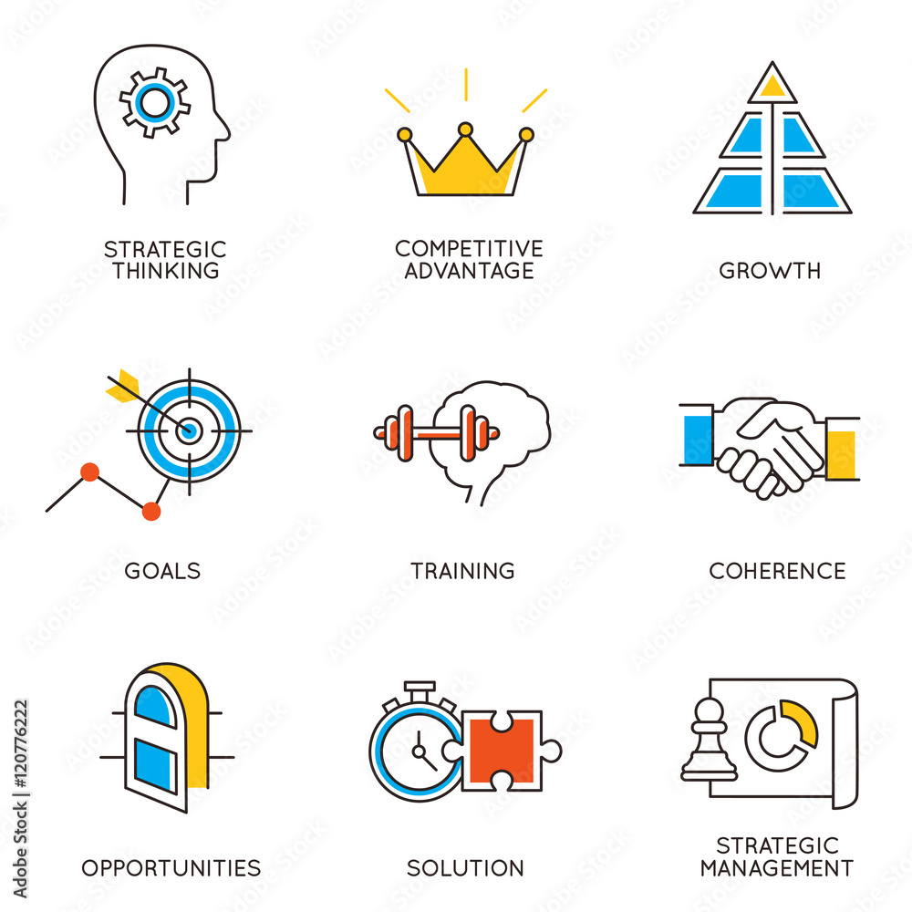 Poster vector set of icons related to career progress and business management. infographics design elements