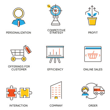 Vector set of icons related to career progress and business management. Infographics design elements - part 5