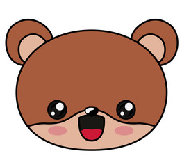 Beaver with kawaii face icon. Cute animal cartoon and character theme. Isolated design. Vector illustration