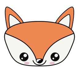 Fox with kawaii face icon. Cute animal cartoon and character theme. Isolated design. Vector illustration