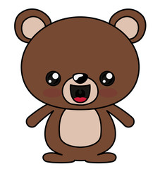 Obraz premium Bear with kawaii face icon. Cute animal cartoon and character theme. Isolated design. Vector illustration