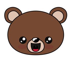 Bear with kawaii face icon. Cute animal cartoon and character theme. Isolated design. Vector illustration