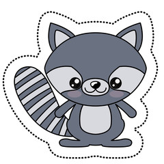 Raccoon with kawaii face icon. Cute animal cartoon and character theme. Isolated design. Vector illustration