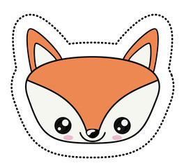 Fox with kawaii face icon. Cute animal cartoon and character theme. Isolated design. Vector illustration