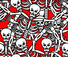 Hell seamless pattern. Skeleton in Sinners background. Ornament