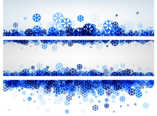 Fototapeta na wymiar Winter banners with blue snowflakes.