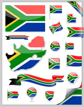 South Africa Flag Set - Vector Collection
