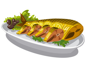 smoked mackerel on plate