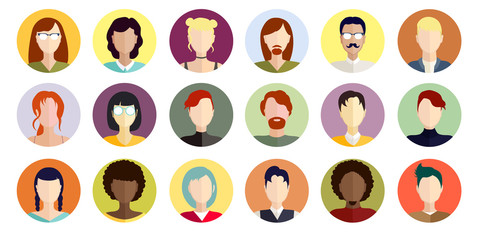 Icons with women of different nationalities for your design