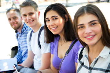 Group of university students studying