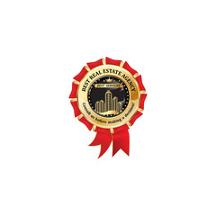 Best Real Estate Agency , best services - Consult us before making a decision - golden red award ribbon