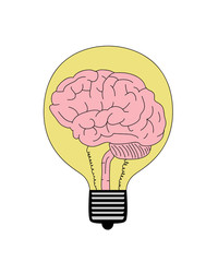 Brain lamp icon background for business ideas