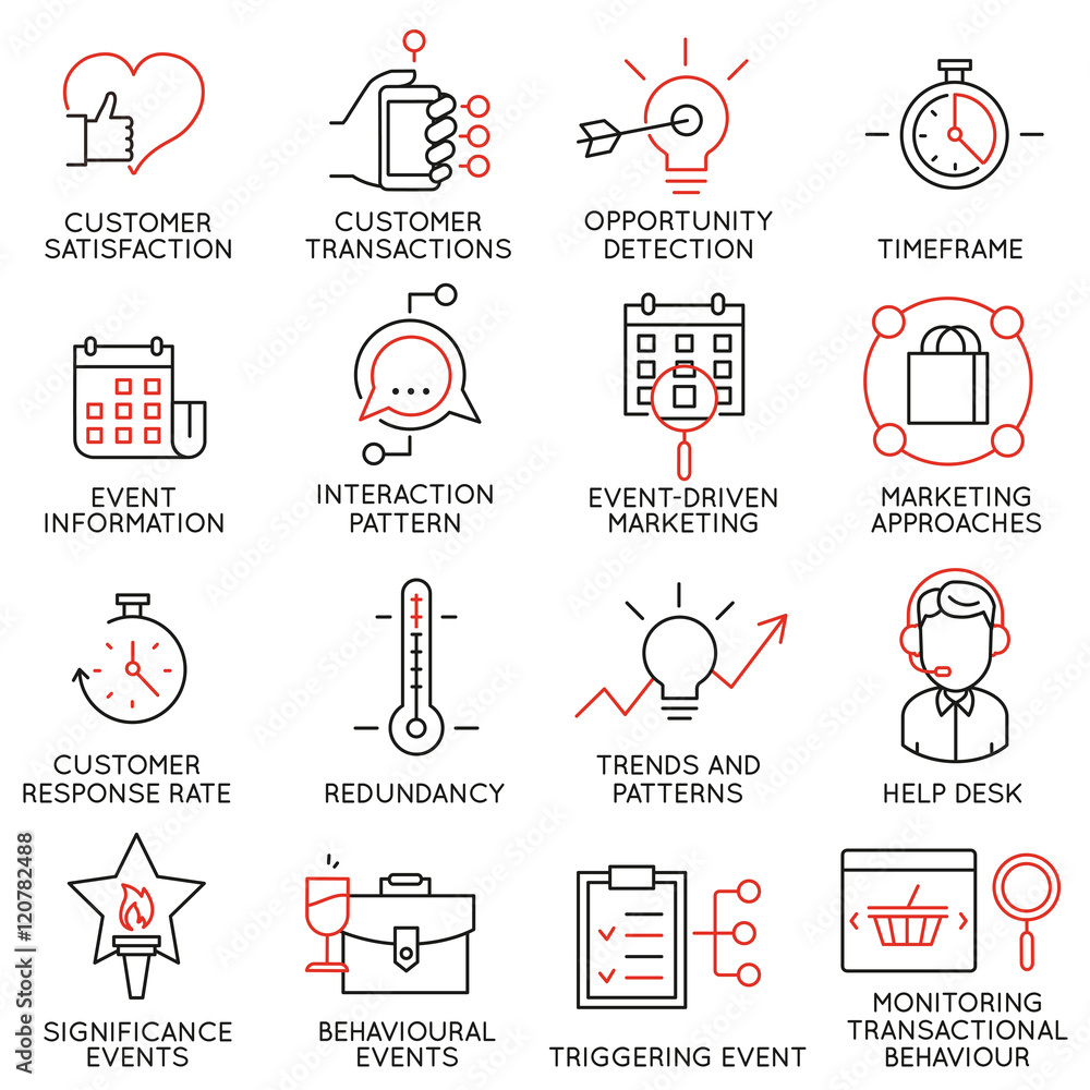 Poster vector set of 16 icons related to business management, strategy, career progress and business proces