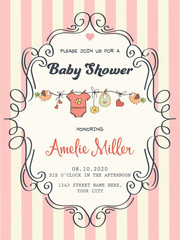 Delicate baby girl shower card