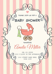 Delicate baby girl shower card