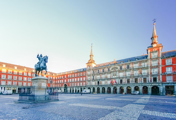 Morning Light at Plaza Mayor in Madrid , Spain