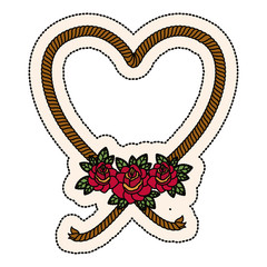 Heart shape with roses and leaves icon. Love passion and romantic theme. Isolated design. Vector illustration