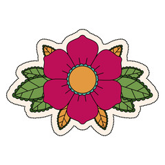 Flower plant with leaves icon. Garden floral and decoration theme. Isolated design. Vector illustration