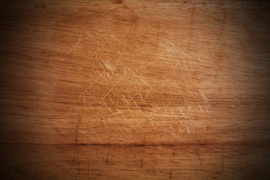 Fototapeta Old scratched wooden cutting board texture