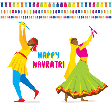 celebrate navratri festival with dancing garba design vector