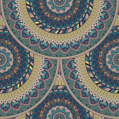 Ornate floral seamless texture, endless pattern with vintage mandala elements.