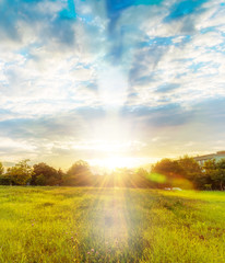 Obraz premium Angel abstract shape outdoors illuminated by sunset light in autumn season