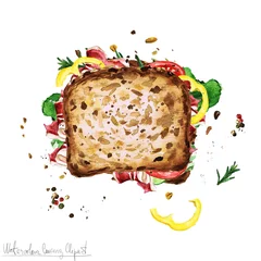  Watercolor Food Clipart - Sandwich © nataliahubbert