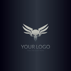 Skull with wings logo. Excellent logo for computer game or studio. 