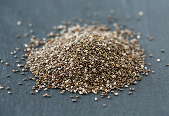 chia seeds on black background