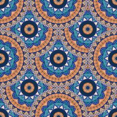 Ornate floral seamless texture, endless pattern with vintage mandala elements.