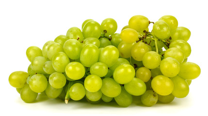 Green grapes on white background