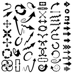 Arrows icons set isolated on white.