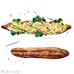  Watercolor Food Clipart - Submarine Sandwich © nataliahubbert