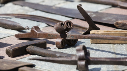 old rusty tool at the garage sale