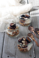 Ricotta and roasted fig trifle in mini glass pots 