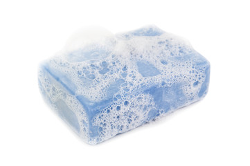 foam on blue soap