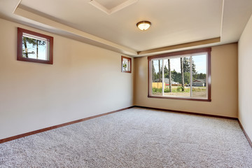 Empty room interior with creamy tone walls and carpet floor