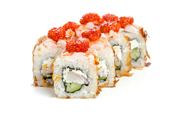 japanese sushi rolls on a white background
