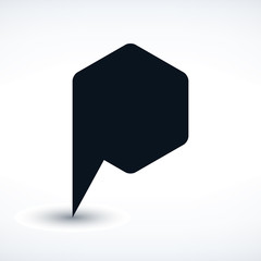Black map pin flat location sign hexagon icon