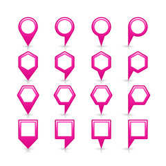 Flat pink color map pin sign location icon